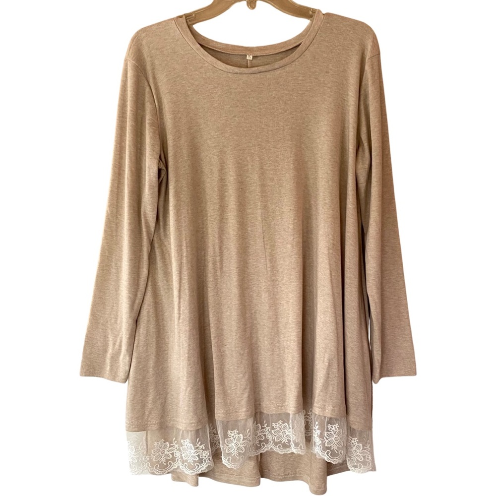 No name brand tan long sleeve tunic (dress?) in size large